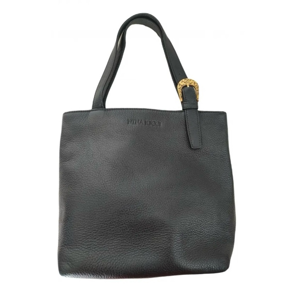 Authentic Nina Ricci Black Leather Tote Bag